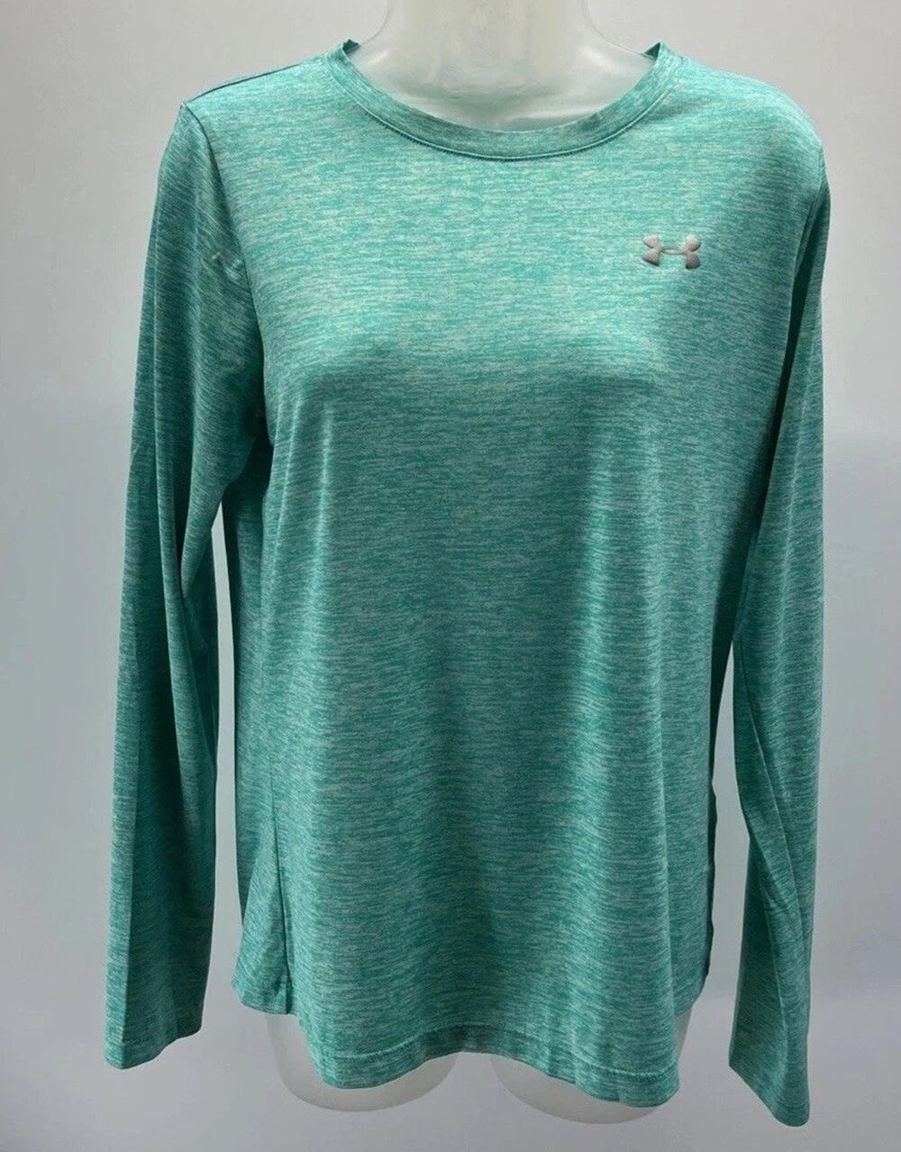 Under Armour UA Tech Women's Green Heather Long Sleeve Twist Athletic Crew M